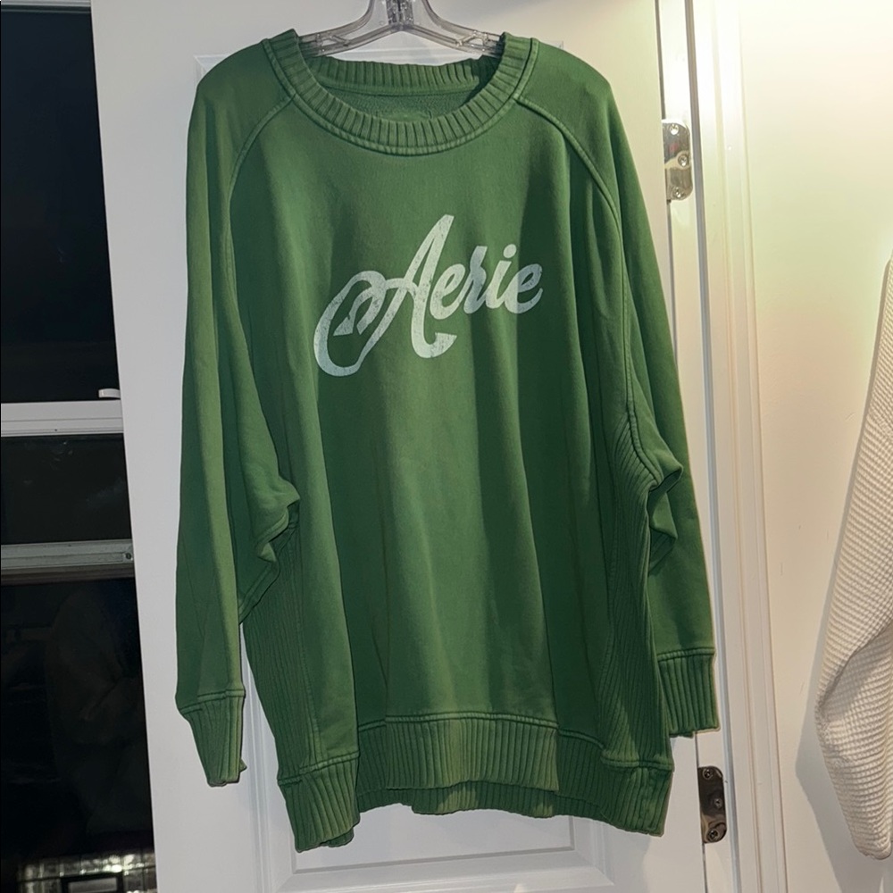Aerie Oversized Green Logo Sweatshirt